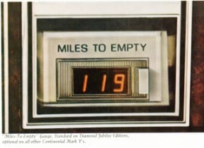 1978 – Miles to empty gauge on luxury cars